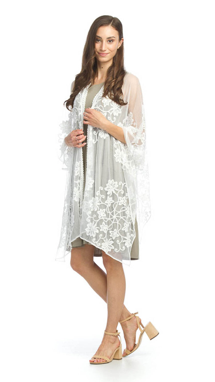 White lace shawl with floral embroidery, one size fits most, lightweight and flowing, perfect for weddings, special events, or swim cover-up