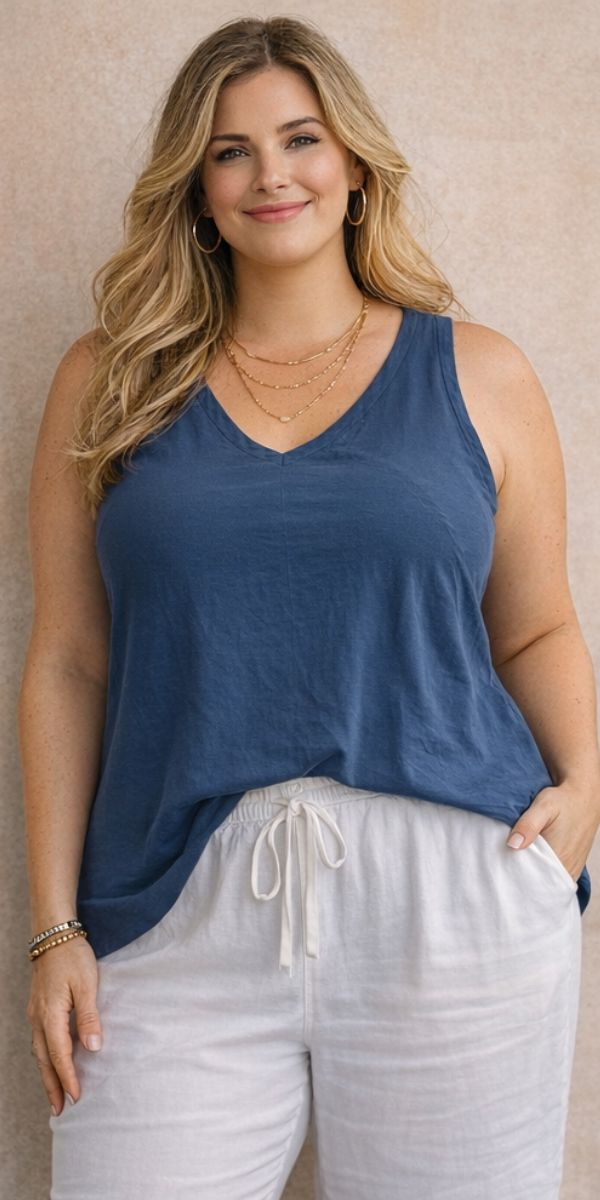 Asymmetrical Cotton Gauze Tank Top