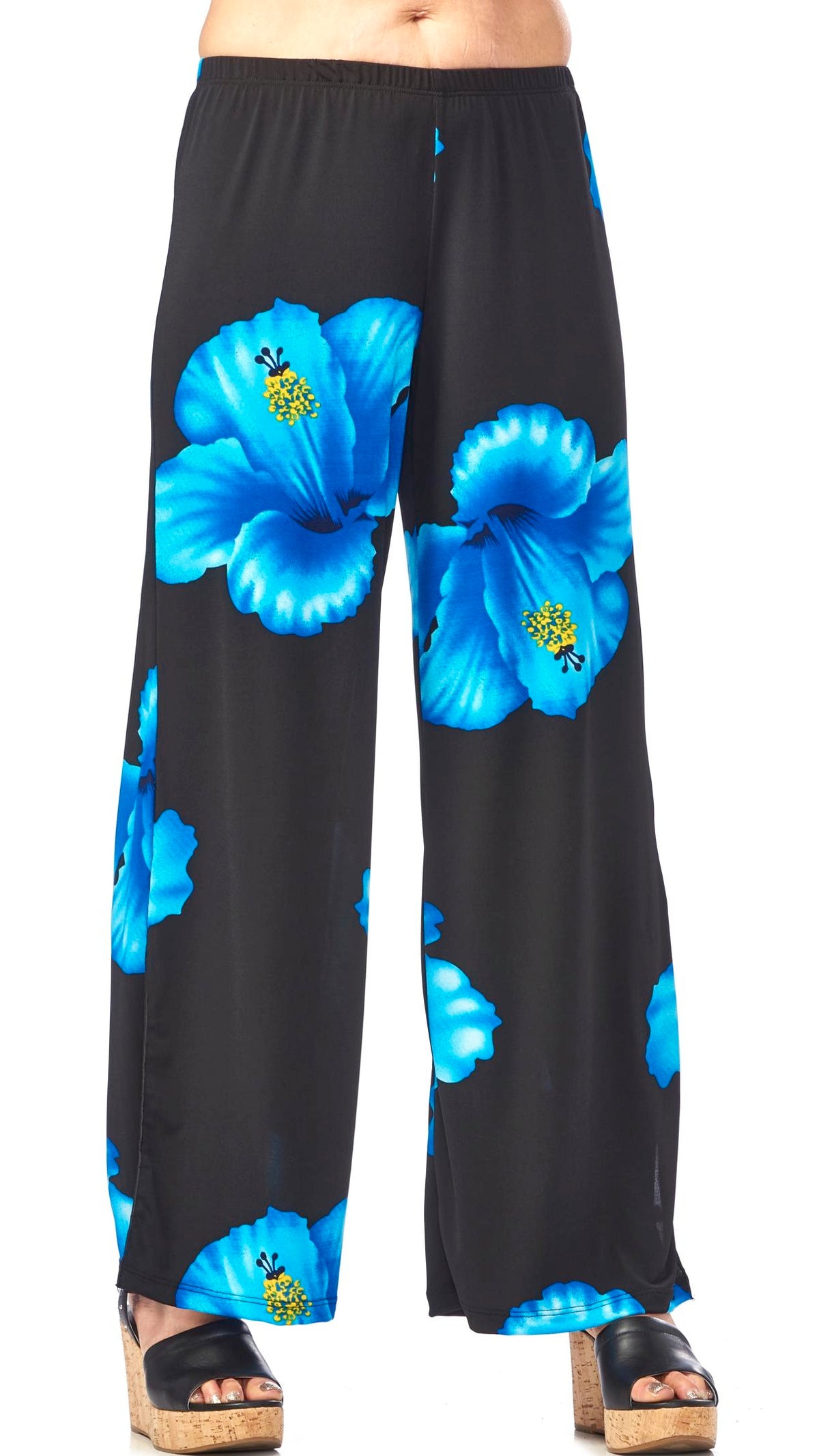 Canadian-made adjustable pants with elastic waist, can be tied at the ankle for tapered fit or worn loose as palazzo pants, designed for comfort and versatile everyday style