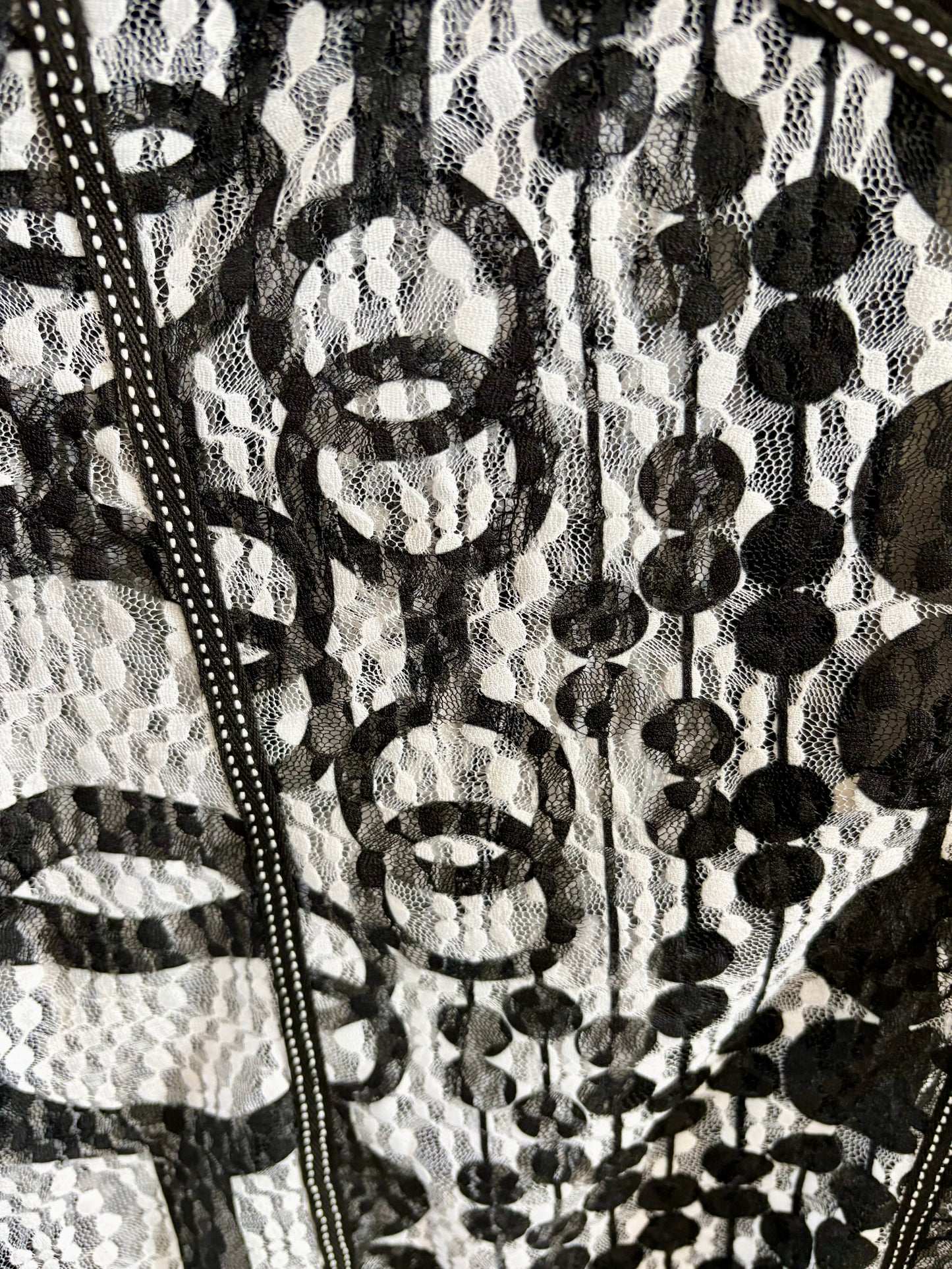 Country Chic Lace Mesh Shirt – Black & White Edition