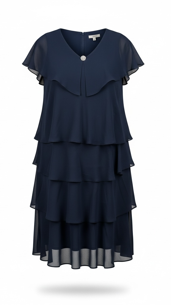 classic elegant navy short dress, made in Canada by CompliK, perfect for weddings and special occasions