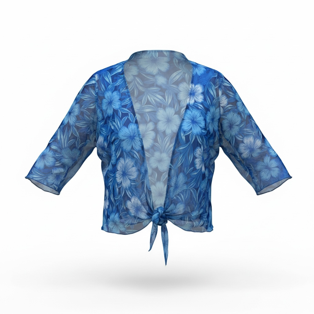 Blue Floral Stretchy Bolero Cardigan