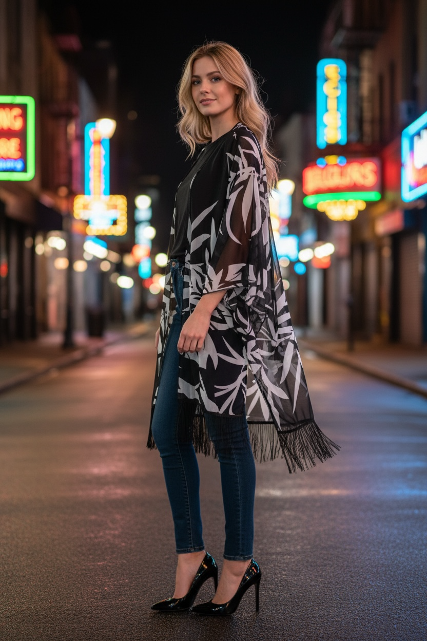Vibrant Red & Pink Duster Cardigan — Made in Canada