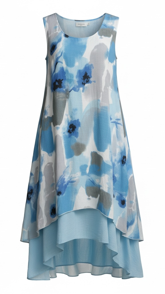 Blue floral dress on a white background