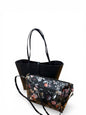 Three-in-One Convertible Tote & Crossbody Purse – Reversible Floral Vegan Leather Bag (Pink or Black)
