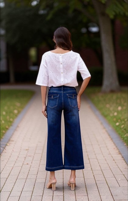 EcoSoft Bamboo Denim Wide-Leg Crop Jeans